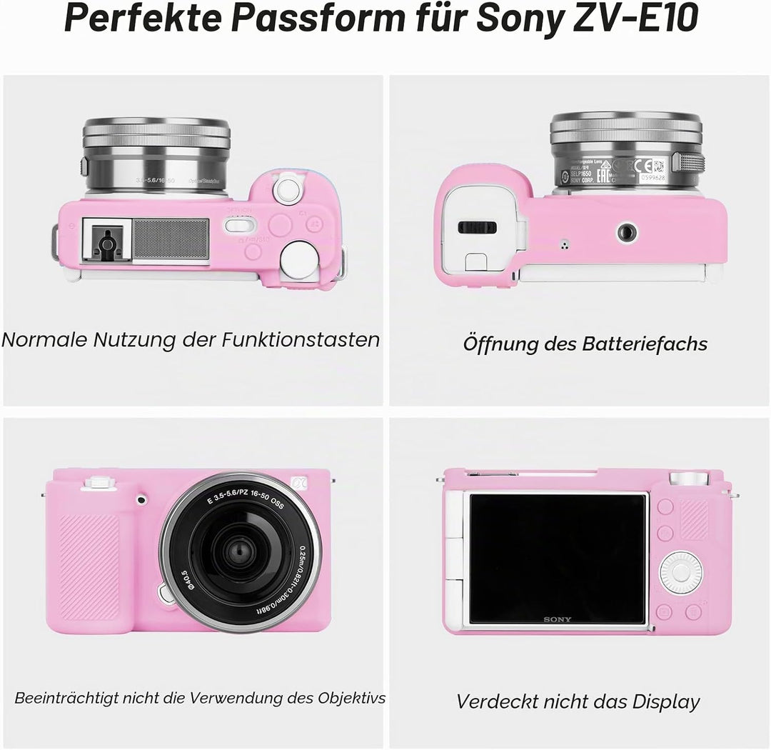 Rieibi ZVE10 Hülle, Weiche Silikon-Schutzhülle für Sony ZV-E10 ZVE10 Kamera rose, rose