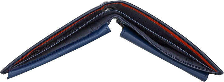 DUDU Klassisches mehrfarbiges Herren Portemonnaie RFID in Leder Navy, Navy