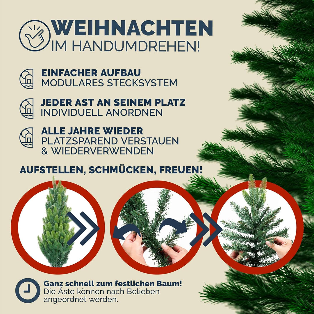 CASARIA® Weihnachtsbaum künstlich 150cm dichte Spitzen schneller Aufbau Metallständer naturgetreu sc