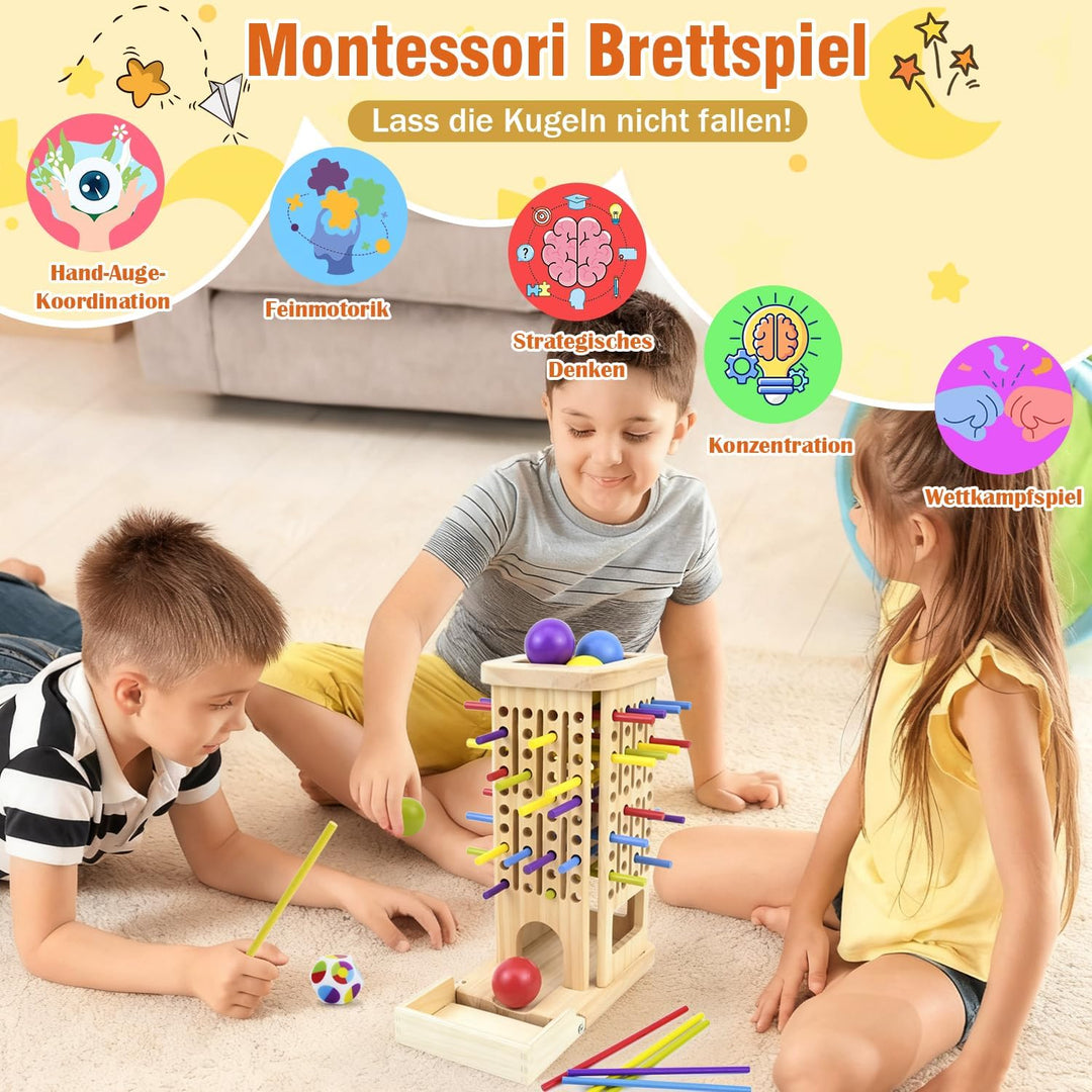 Montessori Spielzeug ab 3 Jahre, 3-in-1 Spiel Brettspiel aus Holz ab 3 4 5 6 Jahre, 40 Stück Bunte H