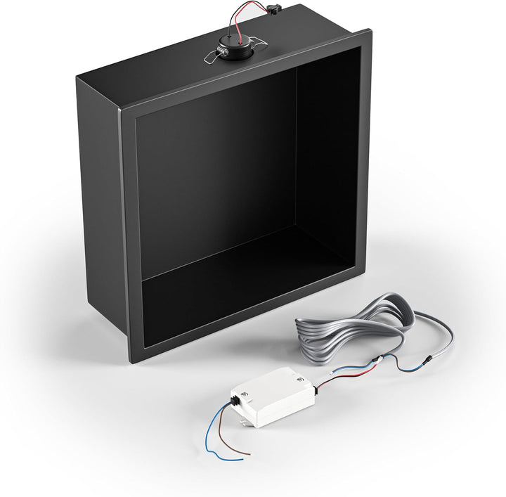 Wandnische Dusche Edelstahl mit LED Downlight, 30 cm x 30 cm, Wasserdicht - Keine Fliesen Erforderli