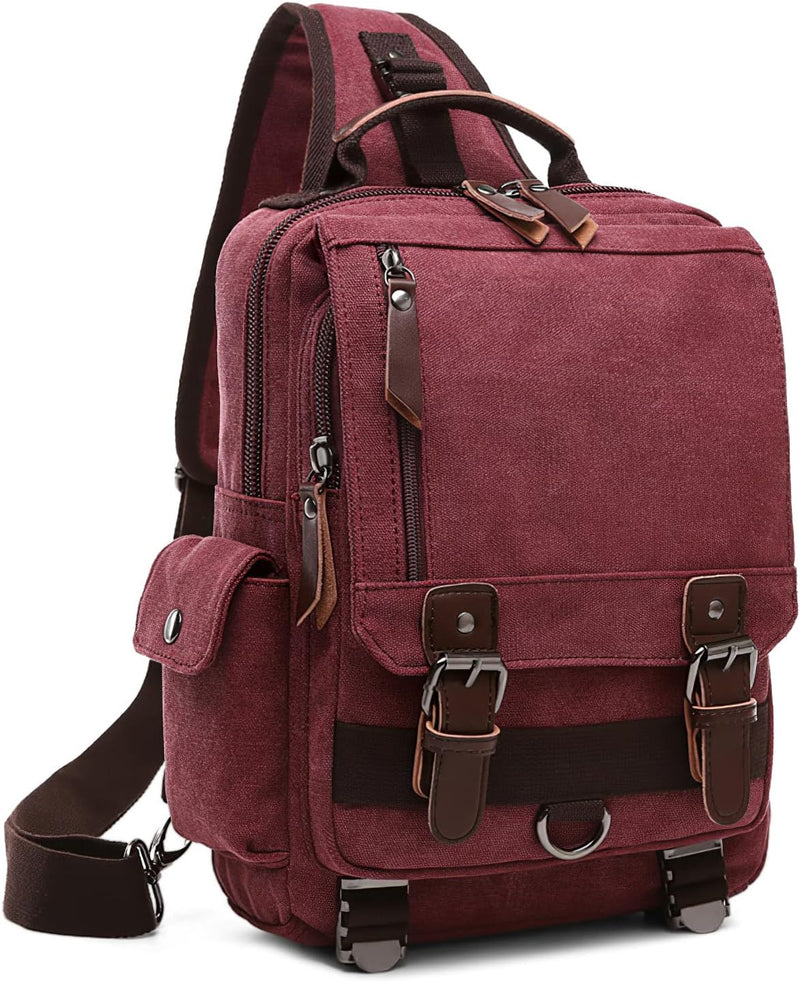 VARLIVOO Retro Sling Bag Herren Damen Crossbody Bag Umhängetaschen Schultertasche Wandern Reisen Cam