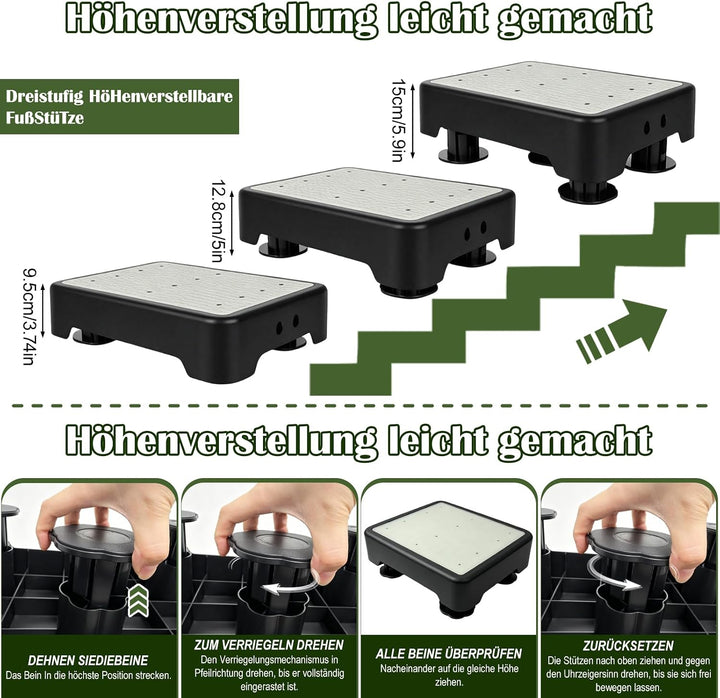 rutschfest Halbstufe,Nachleuchtende Tritthocker,3-stufig höhenverstellbarer | Step Hocker bis 220 kg