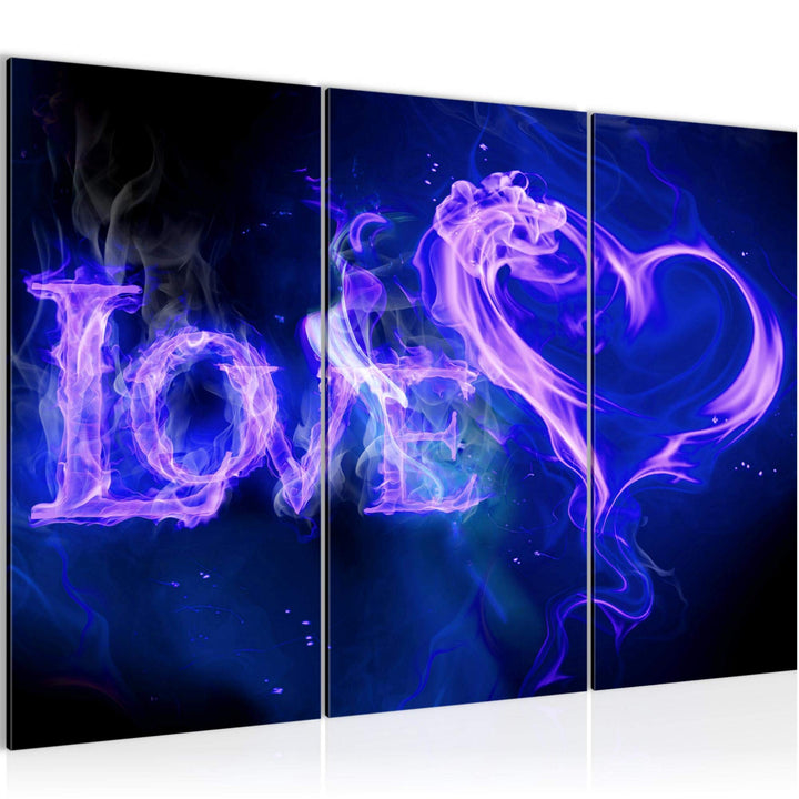Runa Art Wandbilder Abstrakt Feuer Love Bild XXL Wohnzimmer Schlafzimmer Blau Lila Romantisch 120 x