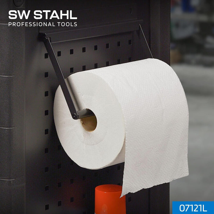 SW-Stahl 07121L Papierrollenhalter für Werkstattwagen I Zubehör für Lochwand I Wandhalter Papierroll