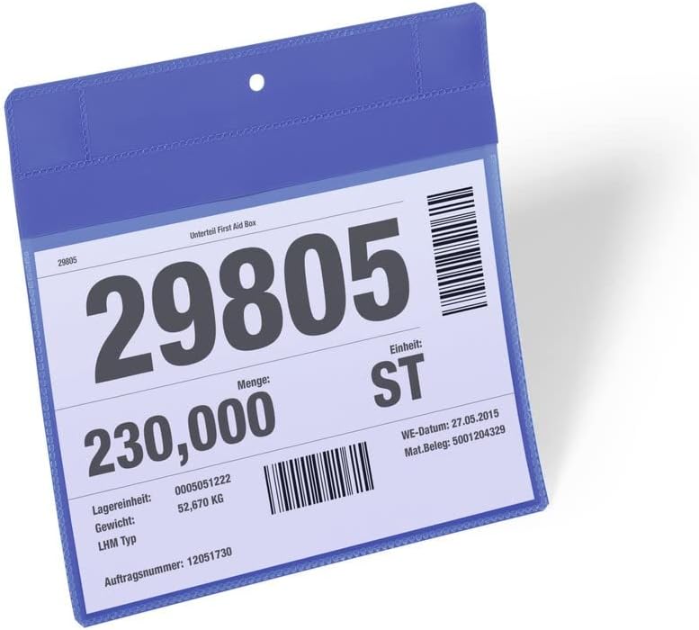 Durable Kennzeichnungstasche plus (A5 quer) Packung à  10 Stück, blau, 174607 A5 Querformat, A5 Quer