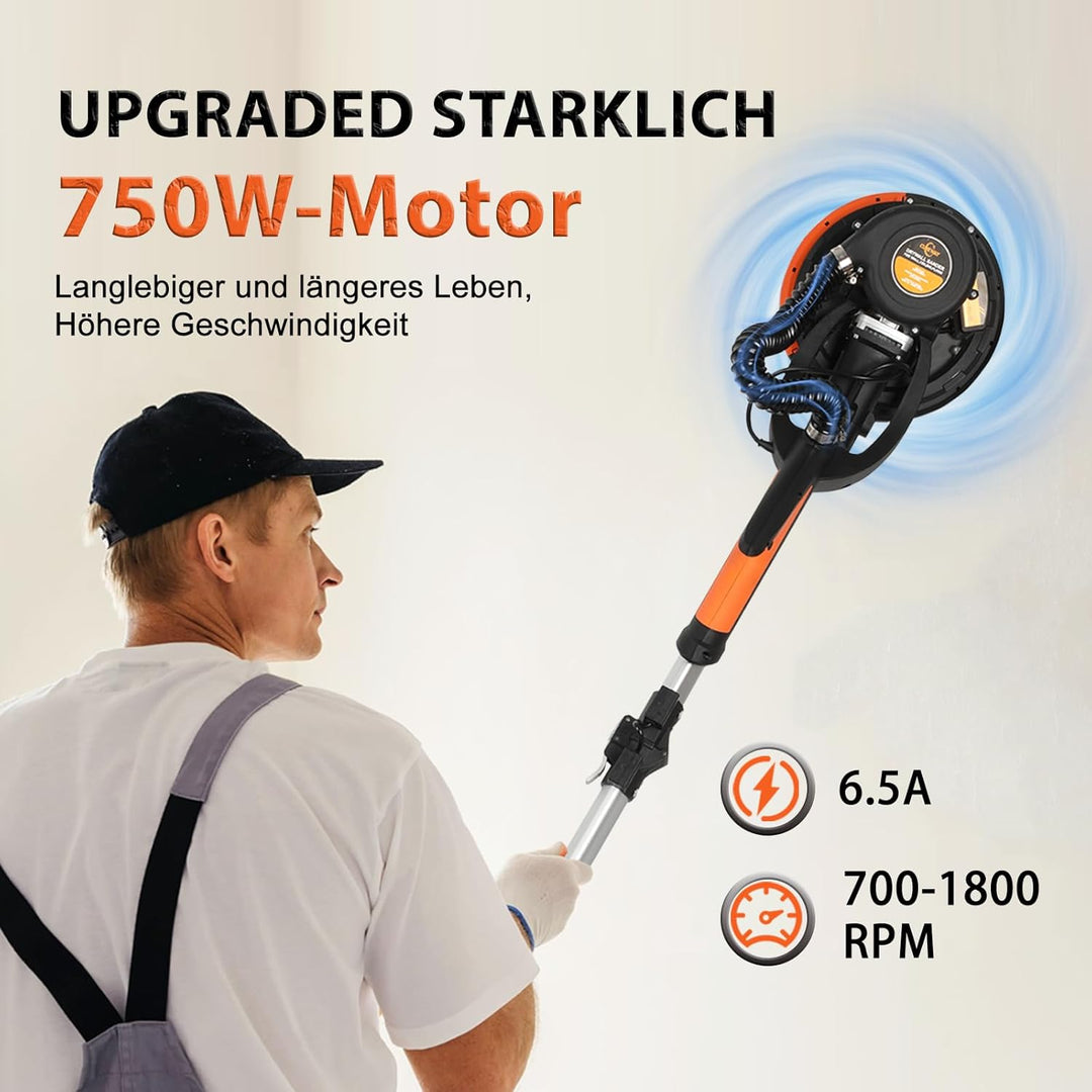 Trockenbauschleifer, Wand & Deckenschleifer,750 Watt max Drehzahl 1800 U/min Wandschleifer mit LED u
