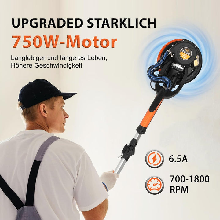 Trockenbauschleifer, Wand & Deckenschleifer,750 Watt max Drehzahl 1800 U/min Wandschleifer mit LED u