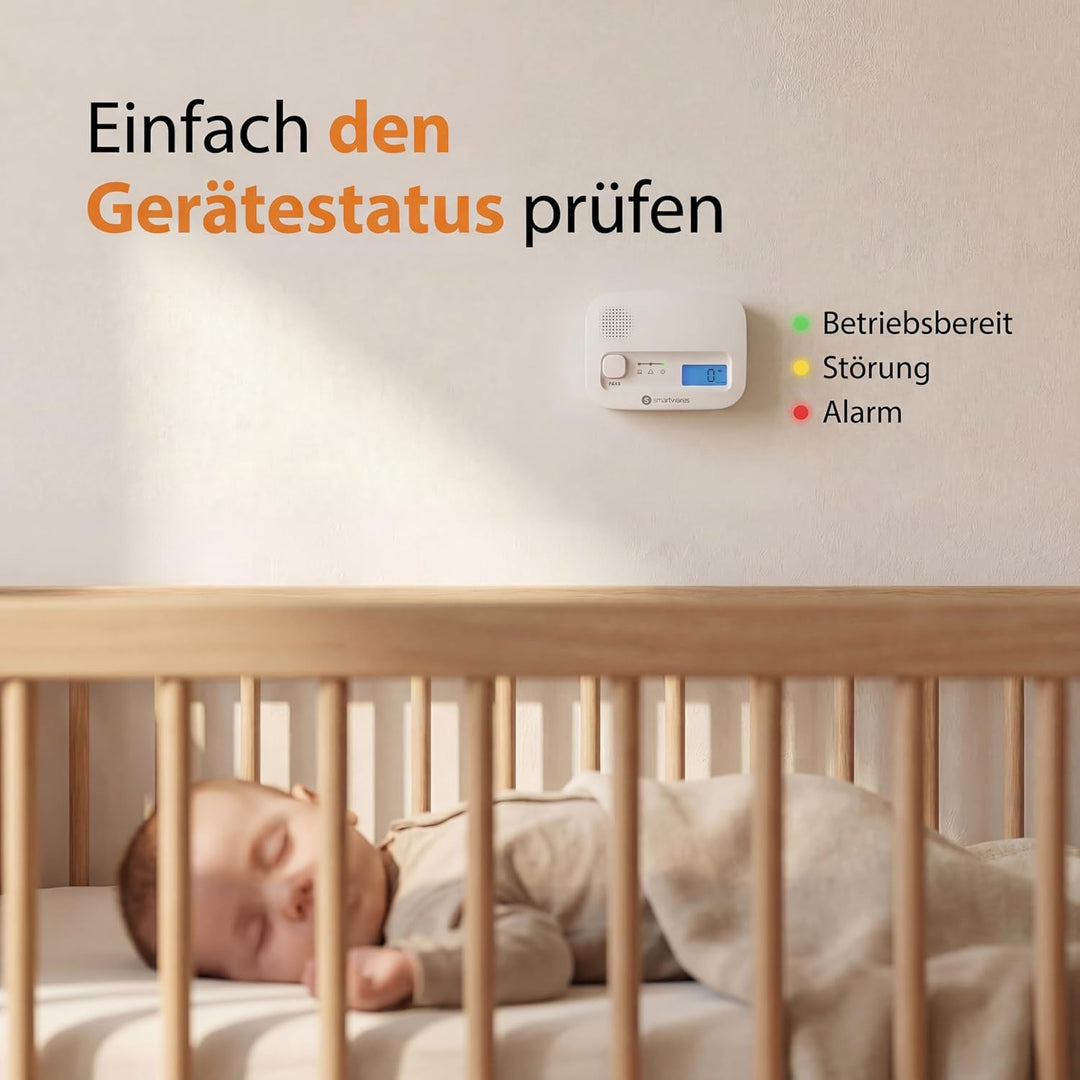 Smartwares FGA-13041 Kohlenmonoxid-Melder, 10 Jahre Sensor, mit Display und Testknopf Neue version S