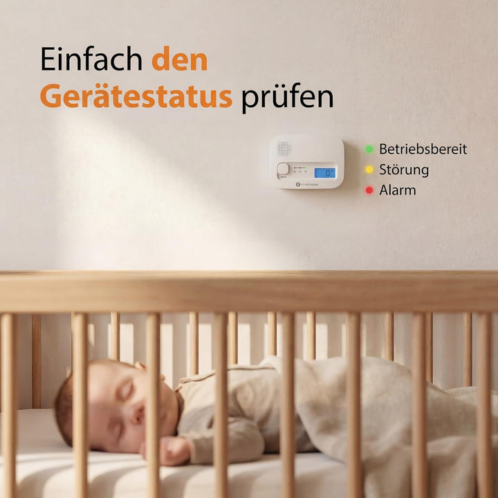 Smartwares FGA-13041 Kohlenmonoxid-Melder, 10 Jahre Sensor, mit Display und Testknopf Neue version S