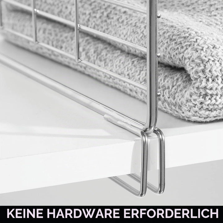 mDesign 2er-Set Drahtkorb für den Kleiderschrank – moderner Schrank Organizer mit 2 Ebenen für Kleid