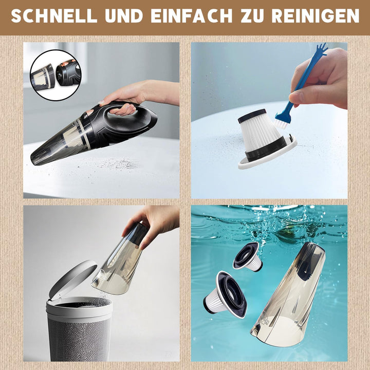 Handstaubsauger für Auto mit HEPA & waschbarem Filter, 4,9m Kabel, 106W – Tragbarer 12V Staubsauger