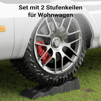 XPOtool Auffahrkeile Wohnmobil 2 Stück 40/70/100 mm 3,5 t Auffahrkeile Set für Wohnwagen mit Trageta