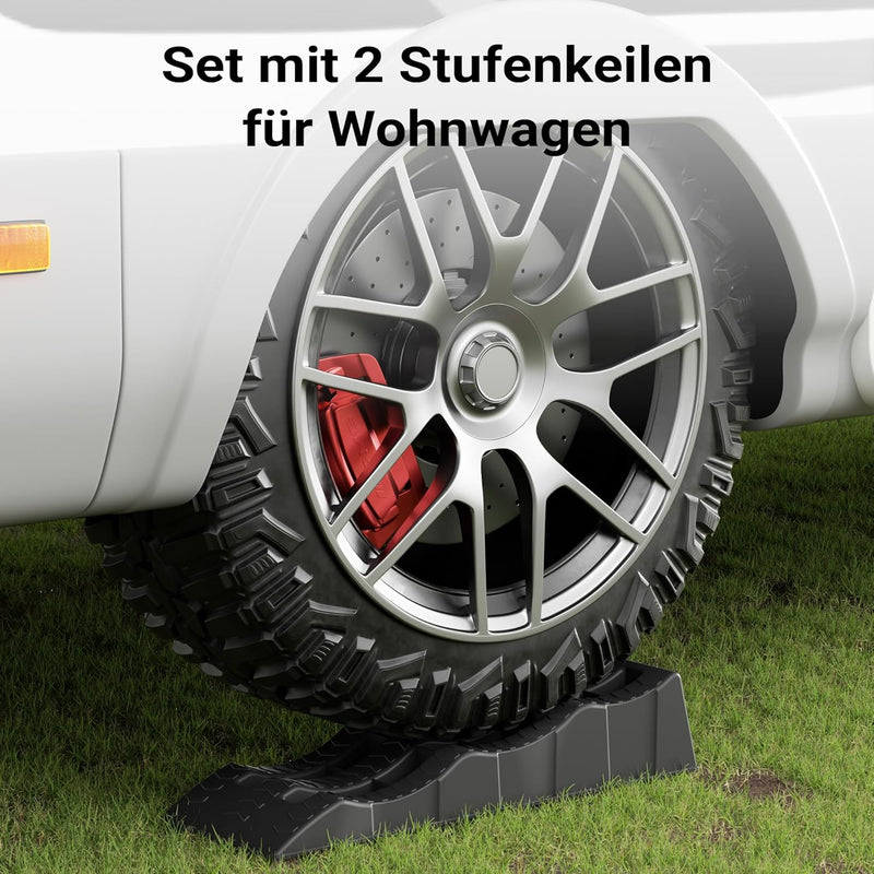 XPOtool Auffahrkeile Wohnmobil 2 Stück 40/70/100 mm 3,5 t Auffahrkeile Set für Wohnwagen mit Trageta