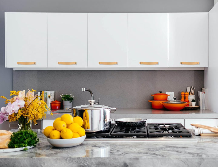 Brute Strength - Ledergriffe für Möbel - Natur - 6 Stück - 20 x 2,5 cm - Schrankgriff, Türgriff für