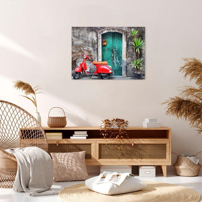 Bilder auf Leinwand Scooter transport italien retro Leinwandbild 70x50cm Wandbilder Dekoration Wohnz