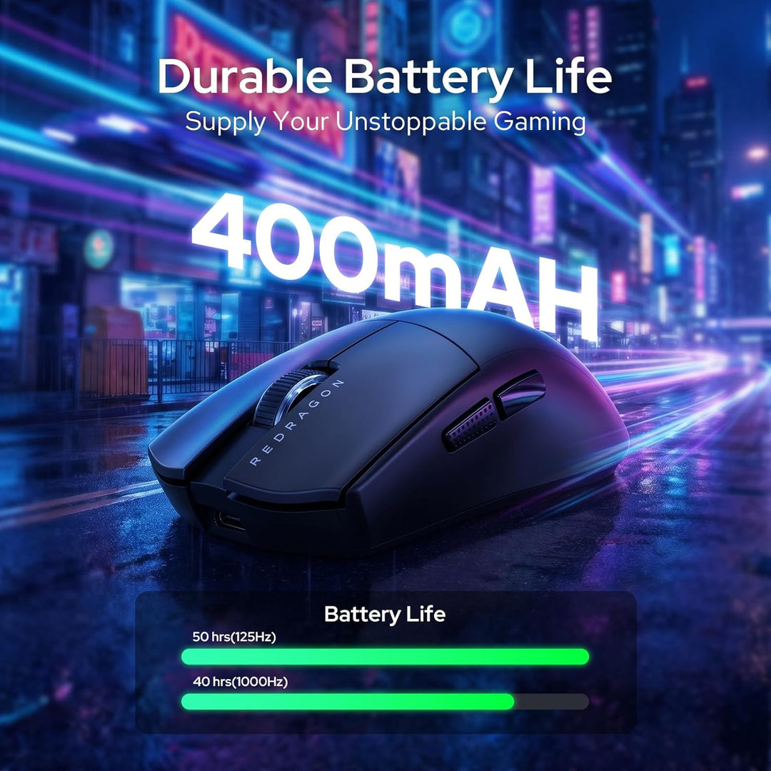 Redragon M999 kabellose Gaming Mouse – Tri-Mode Maus mit RGB-Magnetladedock, 45000 DPI max. einstell