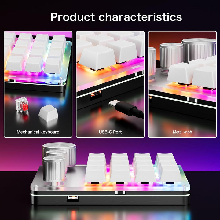 Denash Benutzer Definierte Mechanische Tastatur, Programmier Bares 16-Schlüssel-Macro-Pad mit 3 Knöp