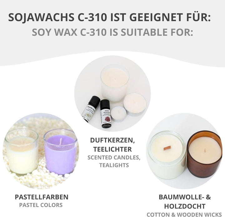 Sojawachs für Kerzen 20kg Pastillen NatureWax® C-310 Kerzen giessen Naturwachs