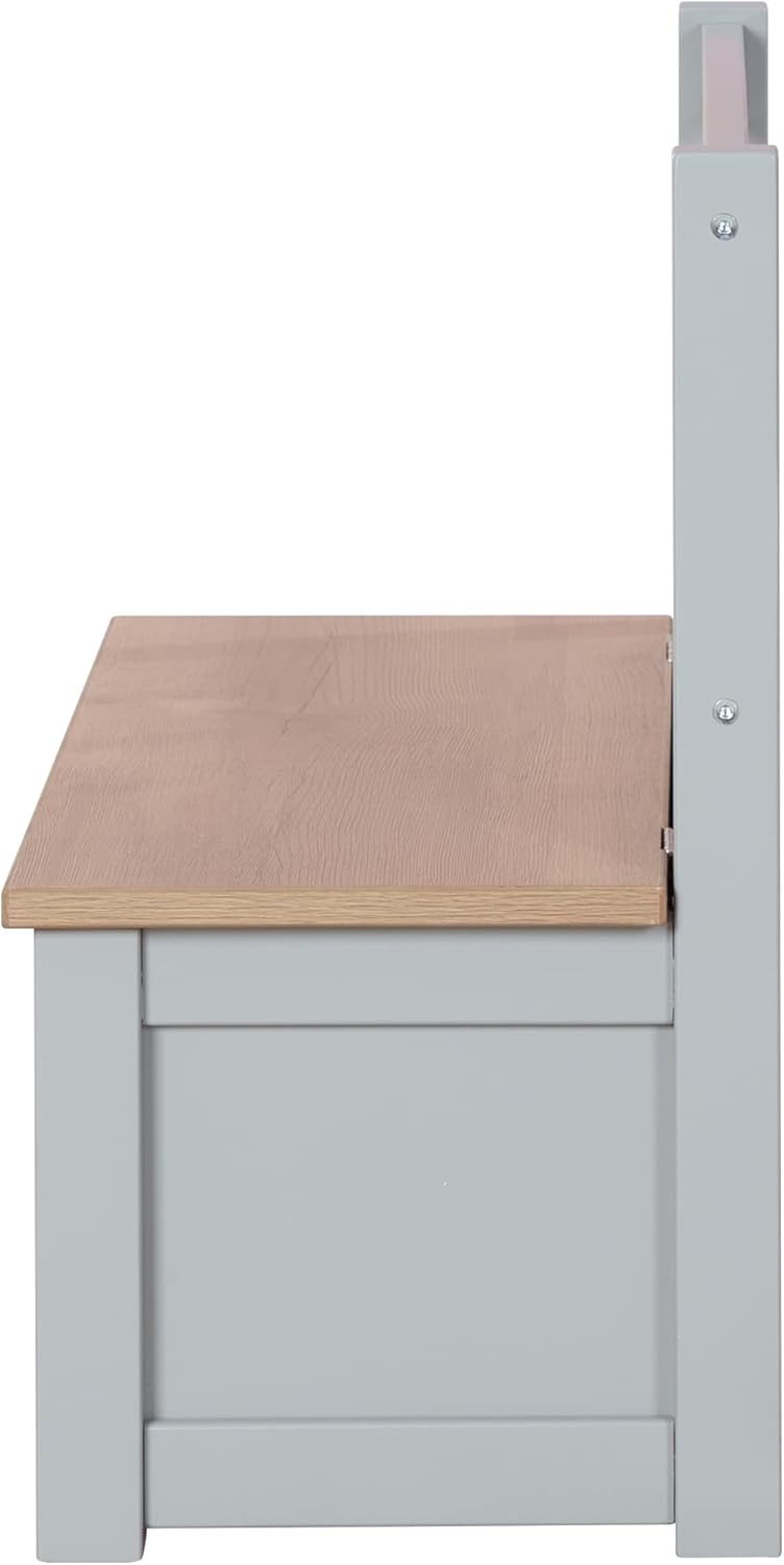 roba Kindertruhenbank Woody - Spielzeugtruhe in Holz Natur &amp; Taupe lackiert - Kinderbank mit Deckelb