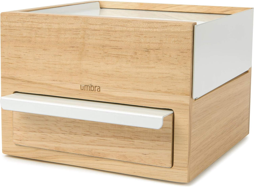 Umbra Stowit Mini Design Schmuckkasten – moderne Schmuck Box mit Geheimfächern für Ringe, Armbänder,