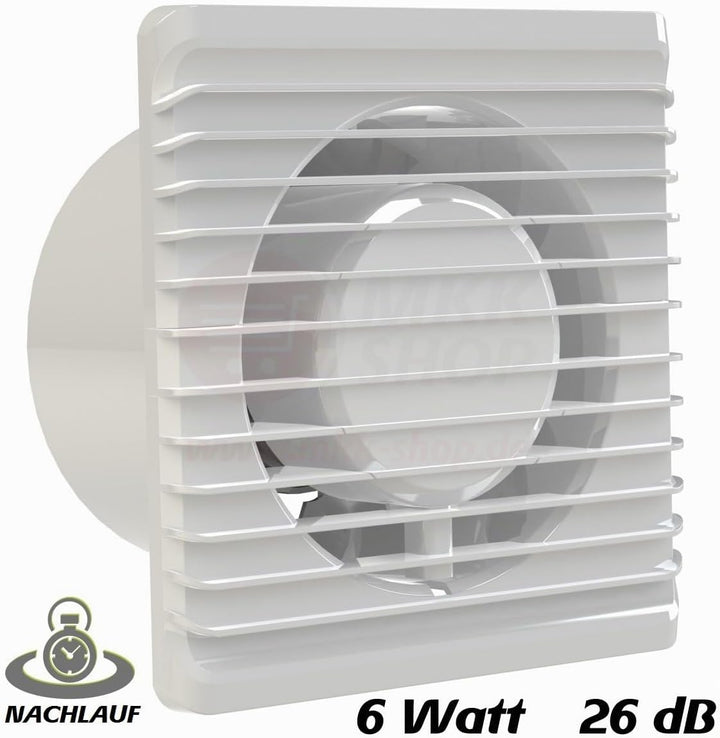 Badventilator Ø 100 mm in weiss mit Timer/Nachlauf Lüfter Ventilator Front Wandlüfter Wandventilator