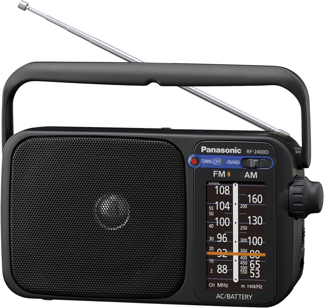 Panasonic RF-2400DEG-K Tragbares Radio mit Griff, Netz- oder Batteriebetrieb schwarz Single, Single