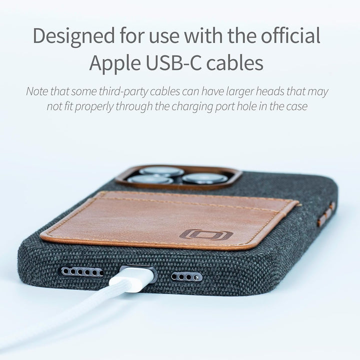 Dockem Stoff Kartenhülle für iPhone 15 Pro Max mit Integrierter Metallplatte zur Magnetischen Befest
