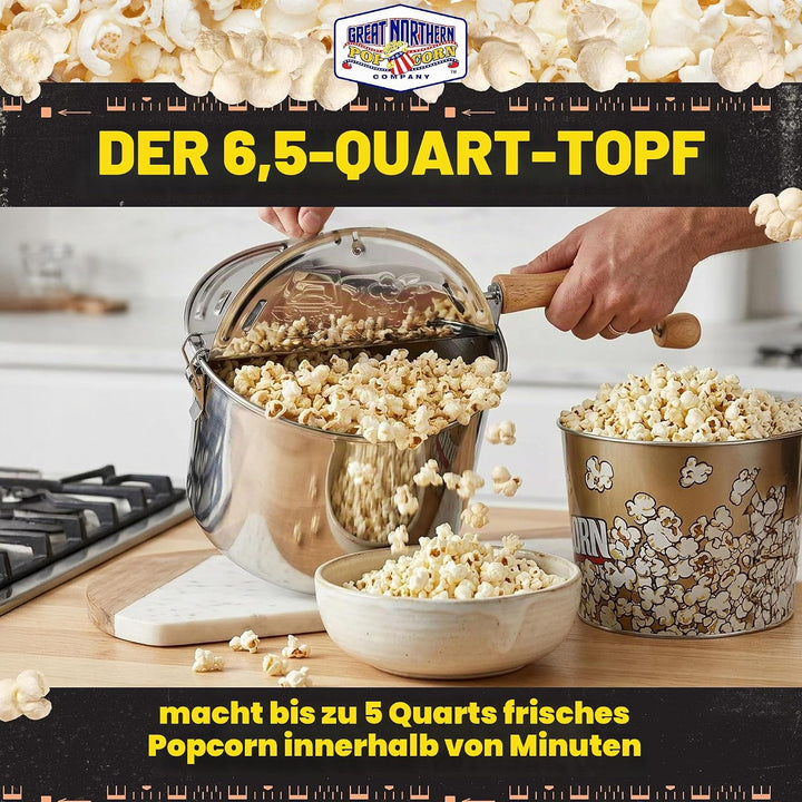 Great Northern Popcorn Original Edelstahl Herdplatte 6–1/2-quart Popcorn Popper
