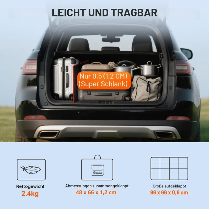DOKIO 110W 18V Faltbar Solarmodule Monokristalline mit Solarregler(Lcd-Anzeige + 2 Usb-Ausgang) FüR