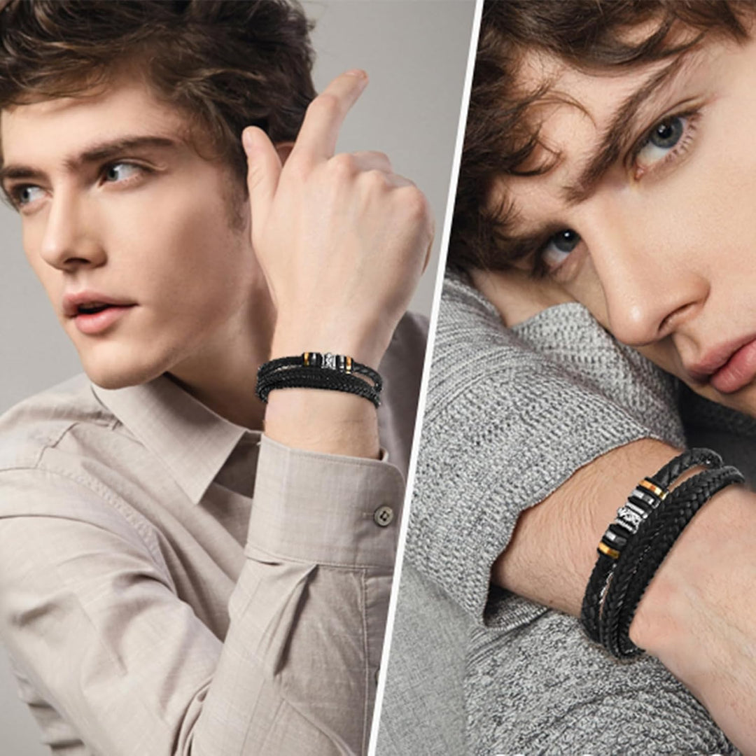 CheersLife Geschenk für Sohn Lederarmband Herren An Meinen Sohn Armband für Sohn 18. Geburtstag Jung
