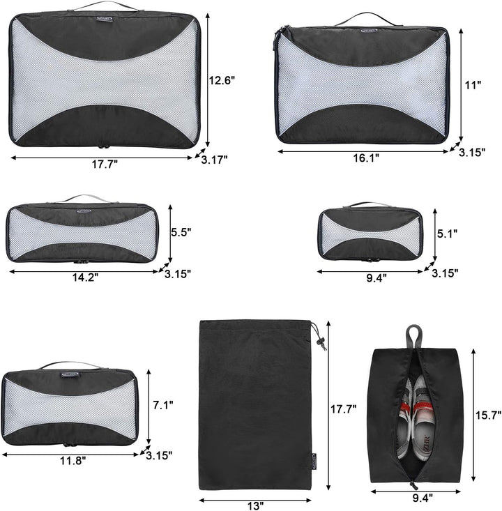 G4Free 3/6/7 Stück Packing Cubes Organizer für Koffer Faltbare Kleidertasche Schuhbeutel Packwürfel