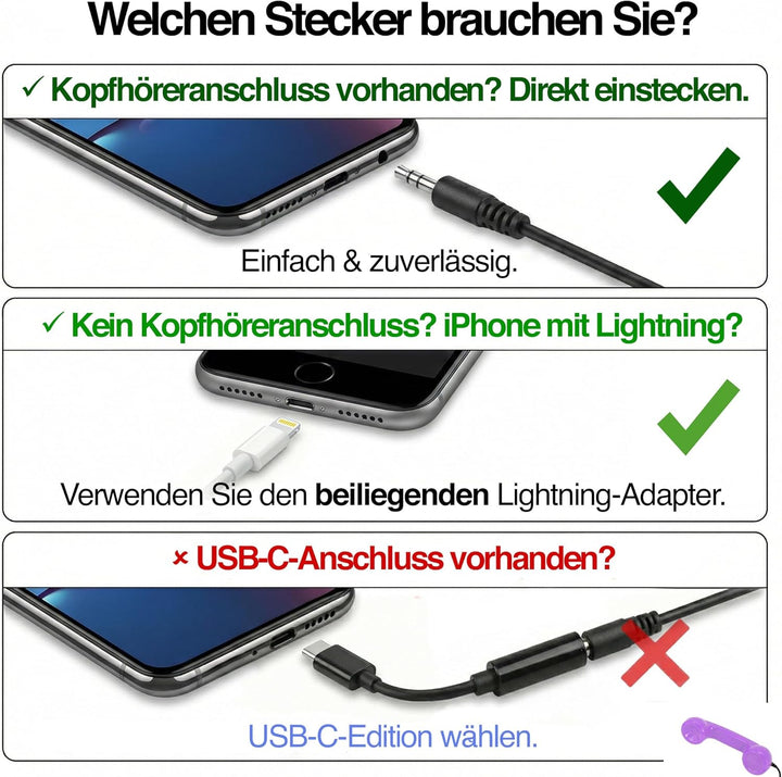 Retro Handyhörer für Apple iPhones mit Lightning (passender Adapter mit inbegriffen) in der Form ein