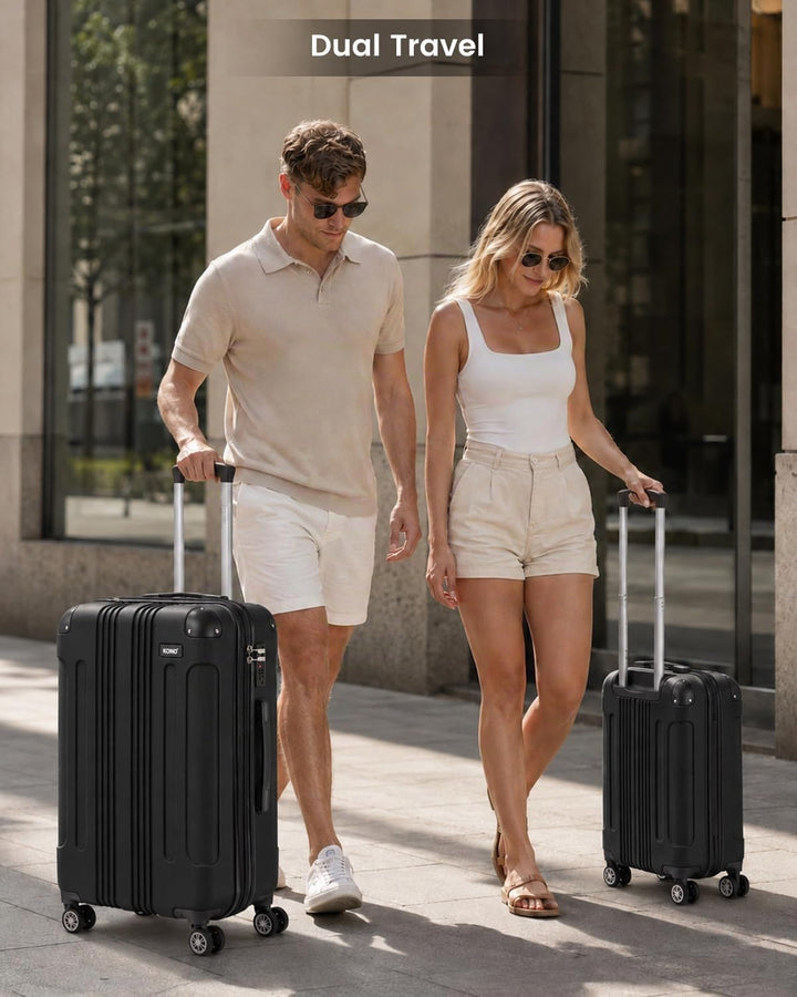 KONO Trolley Koffer Mittelgross Leicht Hartschalenkoffer Reisekoffer mit 4 Rollen, 65x42x26cm, 65Lit