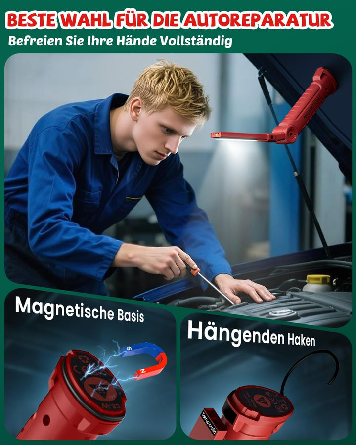Coquimbo LED Arbeitsleuchte Werkstattlampe, Taschenlampe Aufladbar Werkstatt Handlampe Geschenke für