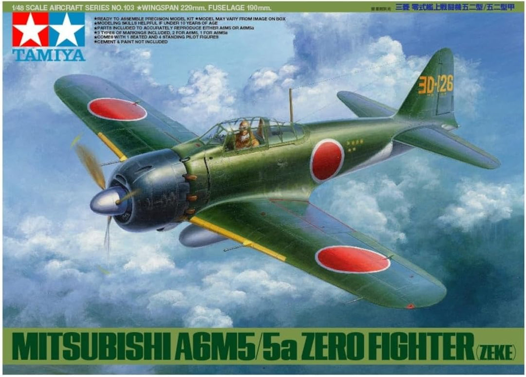 TAMIYA 61103 Mitsubishi Militär 61103-1:48 Japanische A6M5/5a Zero Fighter, Modellbau, Plastik Bausa