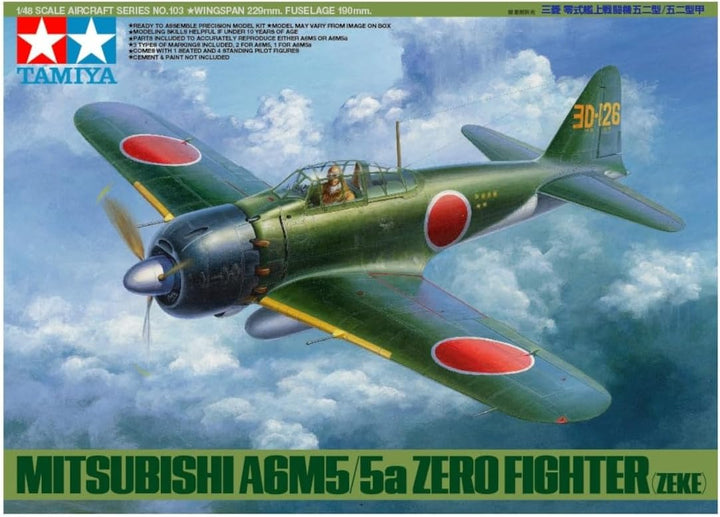 TAMIYA 61103 Mitsubishi Militär 61103-1:48 Japanische A6M5/5a Zero Fighter, Modellbau, Plastik Bausa
