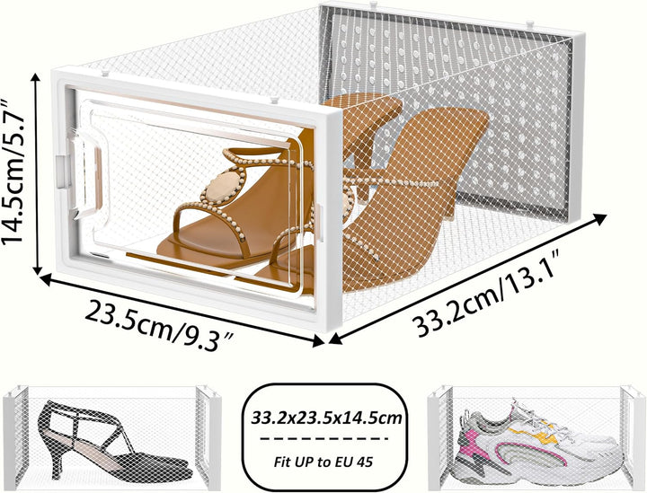 HOMIDEC Schuhboxen, 12er Pack Schuhboxen Stapelbar, Schuhorganizer Schuhaufbewahrung, Schuhkarton mi