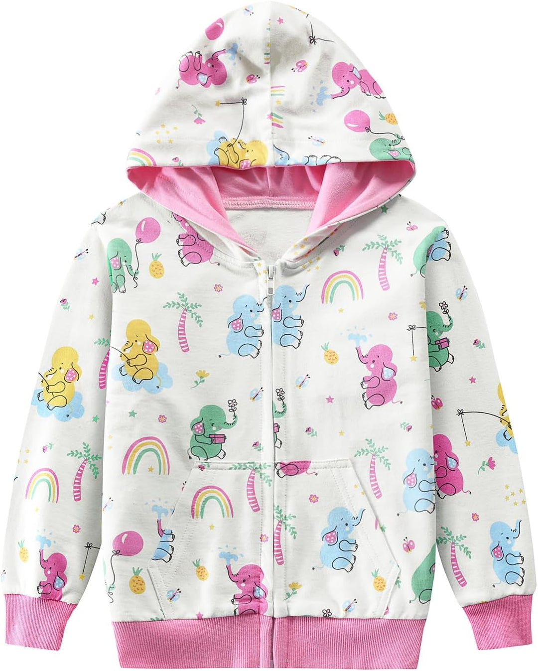 CM-Kid Zip Up Hoodie Mädchen Kapuzenpullover Reissverschluss Sweatshirts Hoody Baumwolle Kinder Erdb