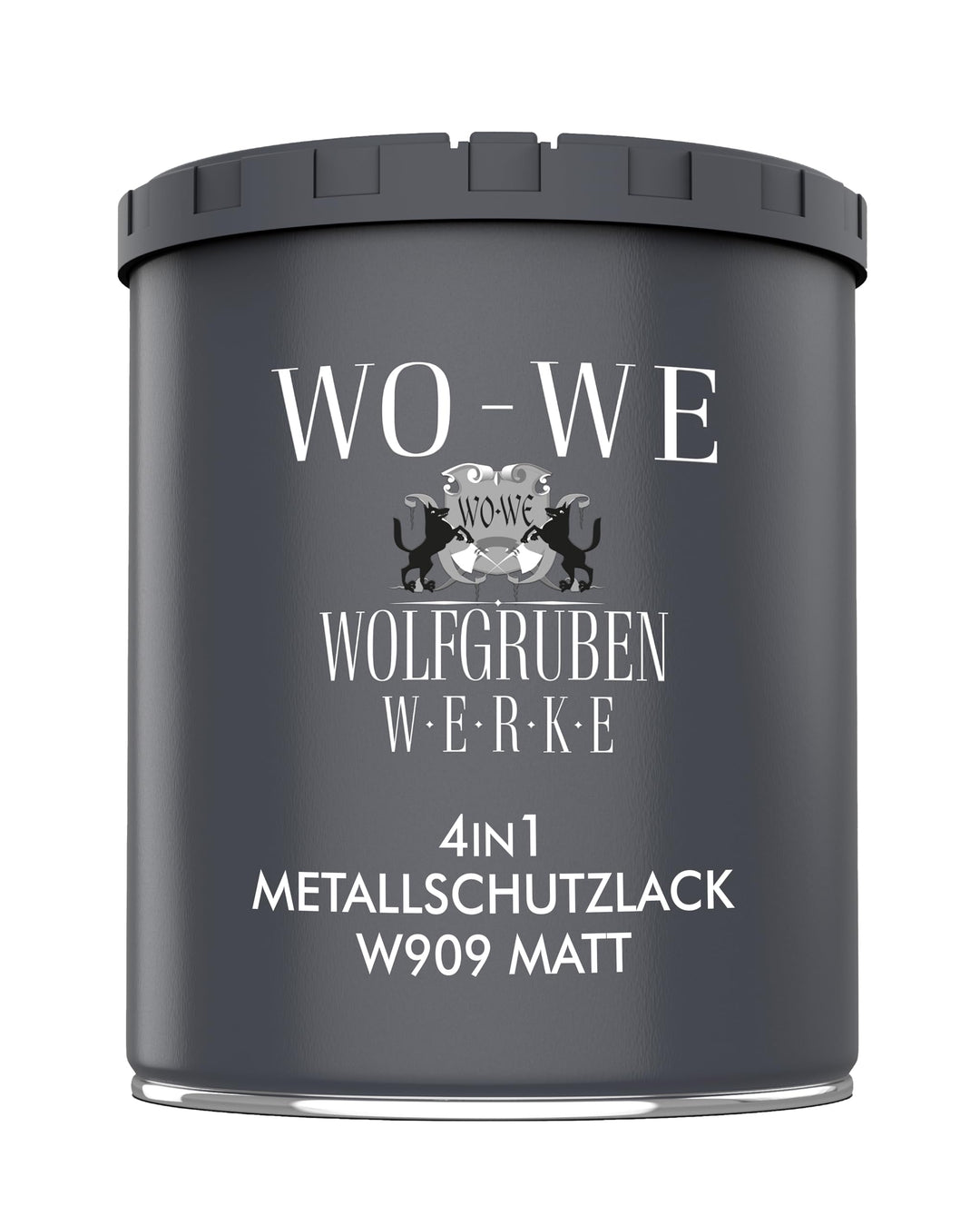 WO-WE Metallschutzlack 4in1 Metalllack Metallfarbe Metallschutzfarbe MATT W909 Silbergrau - 750ml Si