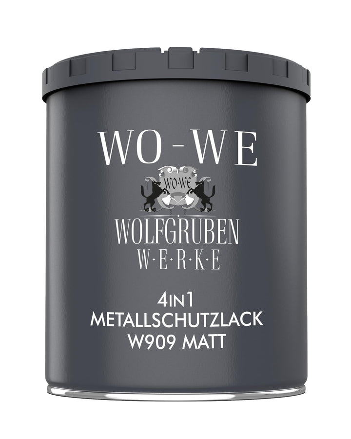 WO-WE Metallschutzlack 4in1 Metalllack Metallfarbe Metallschutzfarbe MATT W909 Anthrazitgrau - 750ml