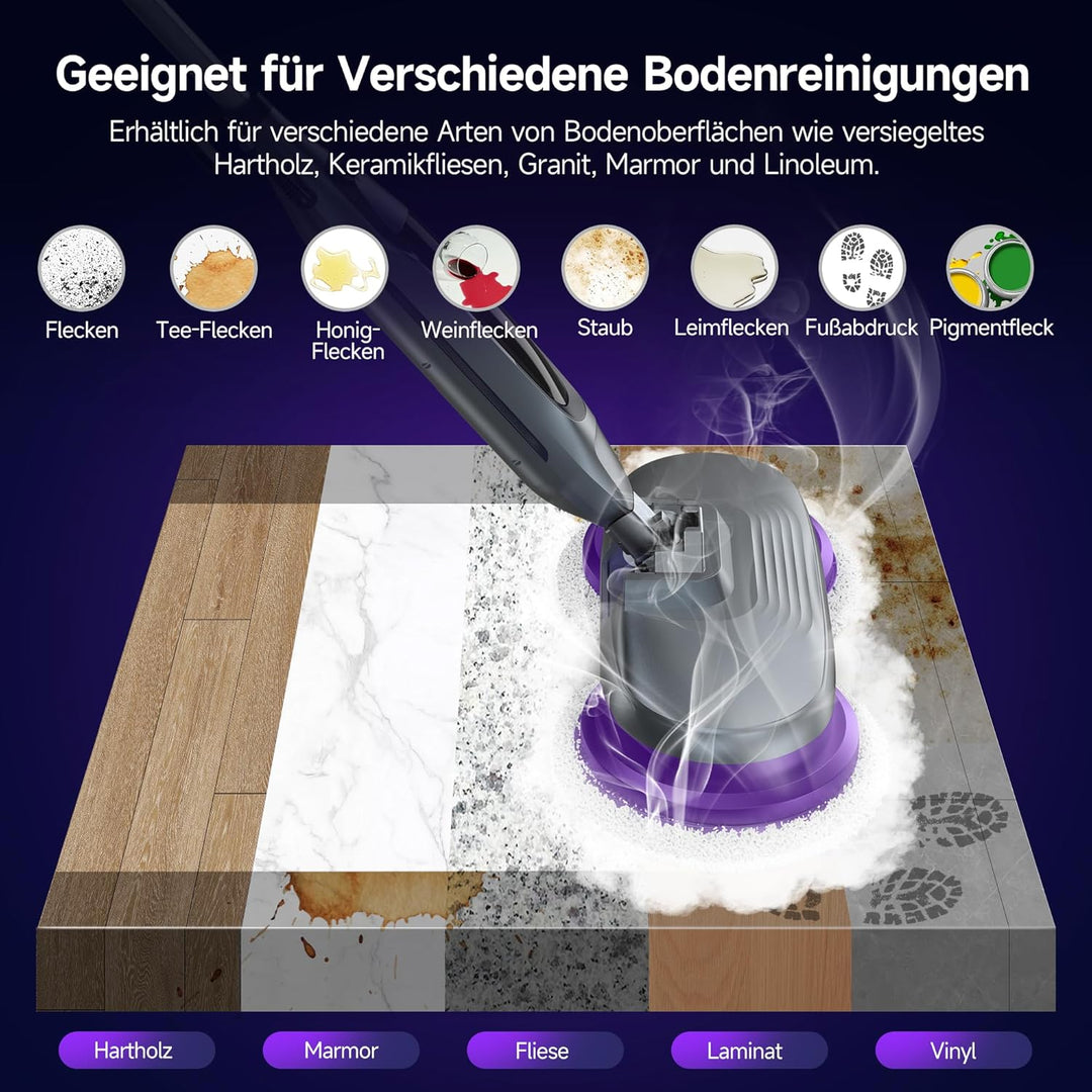 AlfaBot F2 Dampfreiniger – Dampfbesen mit 99,9%iger Desinfektion von Keimen und Bakterien, Dampf in