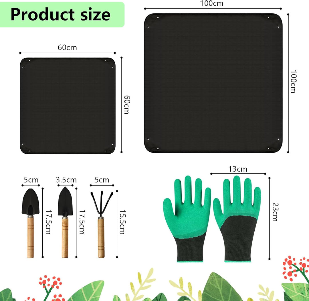 Gartenmatte Pflanzmatte,2 Stück wasserdichte Pflanzen Umtopfmatte,Faltbare Pflanzenmattemit Gartenwe