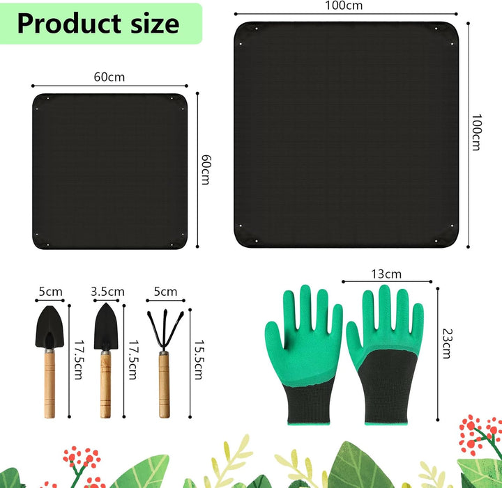 Gartenmatte Pflanzmatte,2 Stück wasserdichte Pflanzen Umtopfmatte,Faltbare Pflanzenmattemit Gartenwe