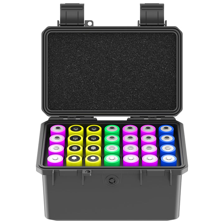 KIWIFOTOS Batterie-Organisator Hartbox für 18650 Batterien, stossfest und wasserdicht Batterie-Lager