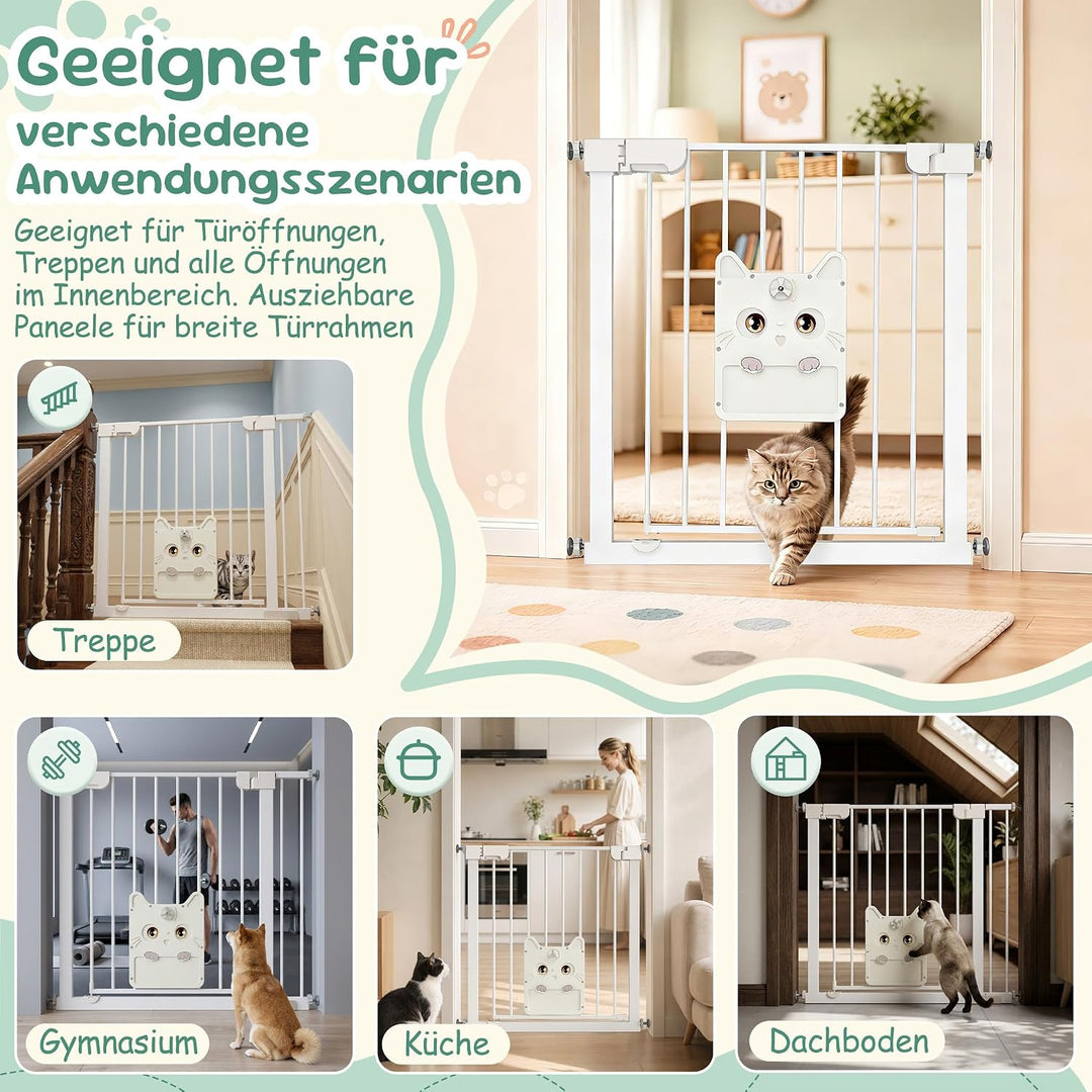 Treppenschutzgitter Ohne Bohren mit Selbstschliessend katzenklappe 85-95cm Breiten Treppengitter mit