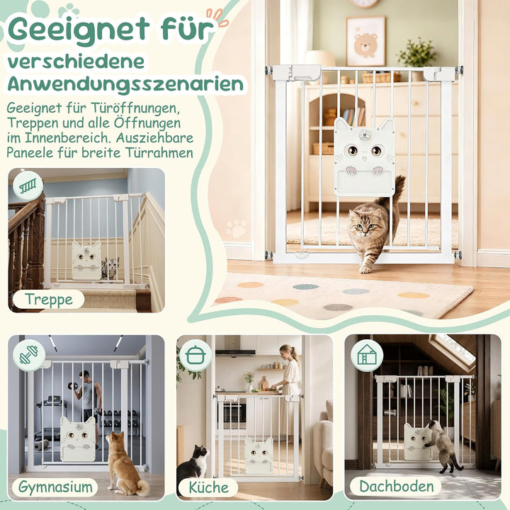 Treppenschutzgitter Ohne Bohren mit Selbstschliessend katzenklappe 85-95cm Breiten Treppengitter mit
