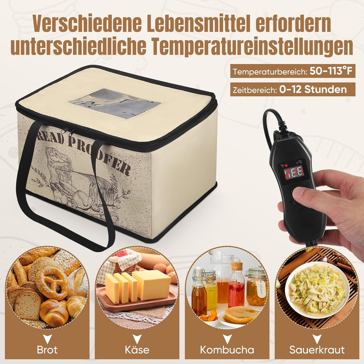 Brotteig-Gärschrank mit Heizung, elektrische Pizzateig-Gärbox mit Temperaturregelung, Zubehör für di