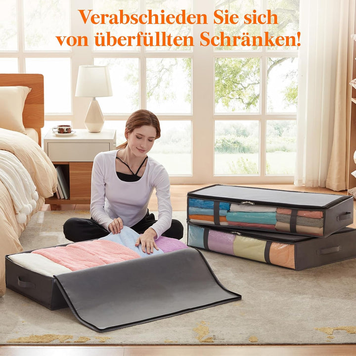 Lifewit 4 Stück Unterbettkommode Aufbewahrungstasche, Faltbare Unterbett Aufbewahrungsbox, Storage B