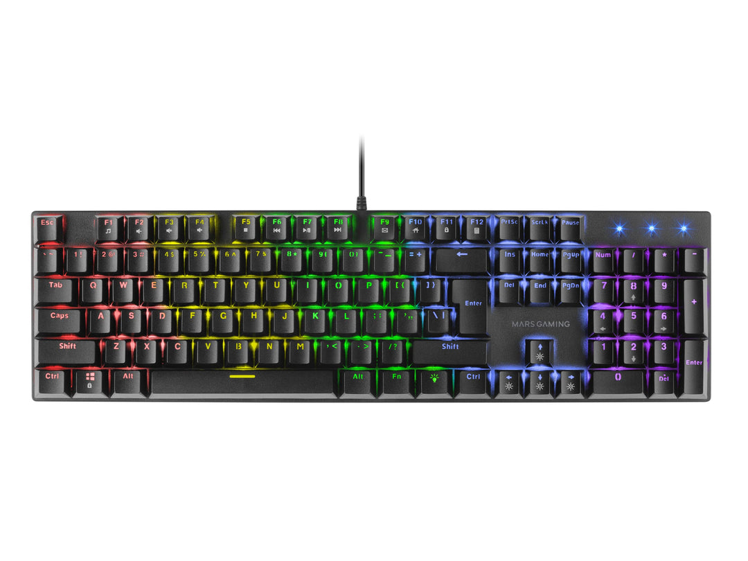 MARSGAMING Gaming MK422 Schwarz, Mechanische Tastatur RGB, Antighosting, Mechanischer Switch Rot, US